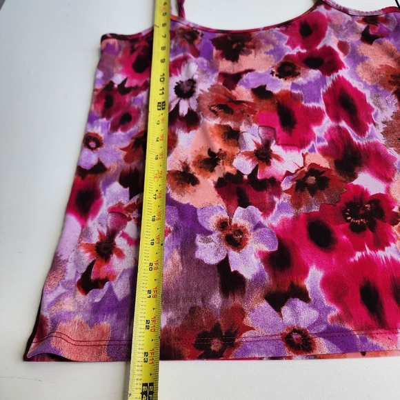 Clear Sky Multicolor Floral Adjustable Spagetti Strap Tank Top Stretch Size M - Picture 8 of 10